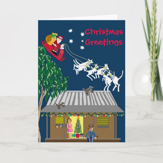 Santa in Australien Feiertagskarte (Vorderseite)