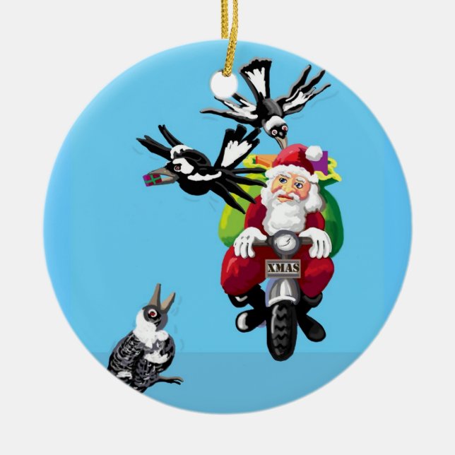 Santa in Australien Keramik Ornament (Vorne)