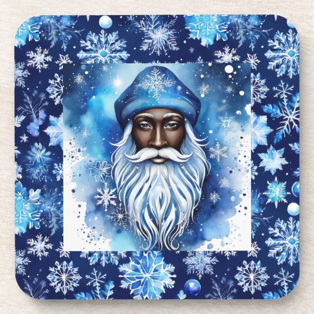 Santa in Blue Getränkeuntersetzer (Vorderseite)
