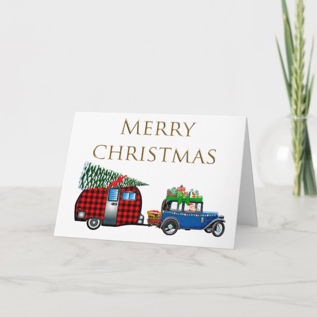 Santa in Classic Car Karte (Vorderseite)