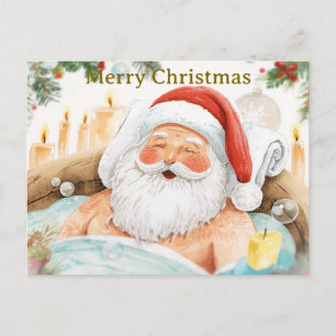Santa in der Badewanne Spa Weihnachtsthema Feiertagspostkarte