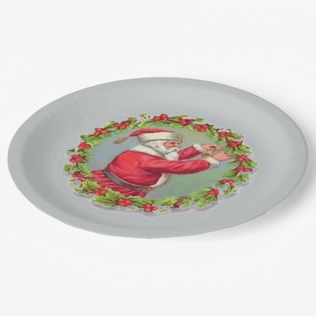 Santa in einem Kranzpapier Teller (Schrägansicht)