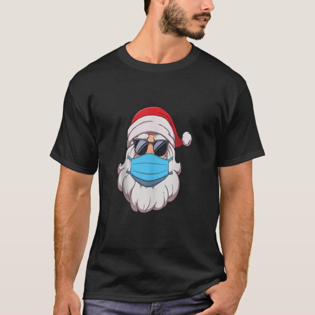 Santa in Face Mask Shirt Mens Funny Merry Christma (Vorderseite)