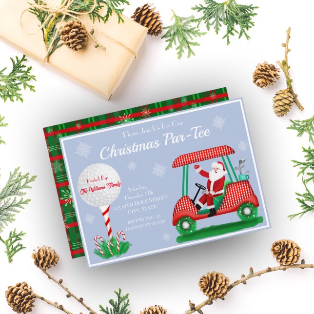 Santa In Golf Cart Weihnachten Party Einladung (Von Creator hochgeladen)