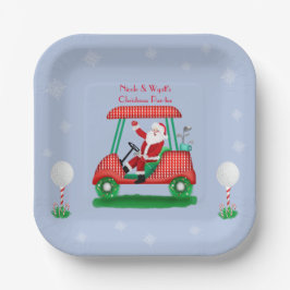 Santa In Golf Cart Weihnachts-Party Personalisiert Pappteller