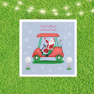 Santa in Golf Cart Weihnachtsnachtsnacht Papier Na Serviette