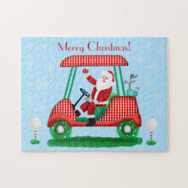 SANTA IN GOLFKARTENCHRISTMAS MIT SCHNEEFLAKEN
