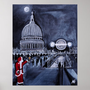 Santa in London Gemälde von Alfred Fox Poster
