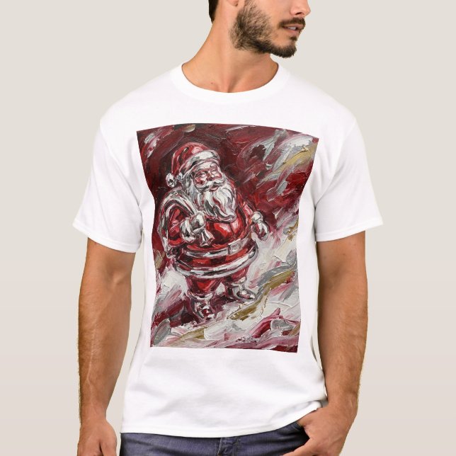 Santa in Motion – Painterly Holiday Spirit T-Shirt (Vorderseite)