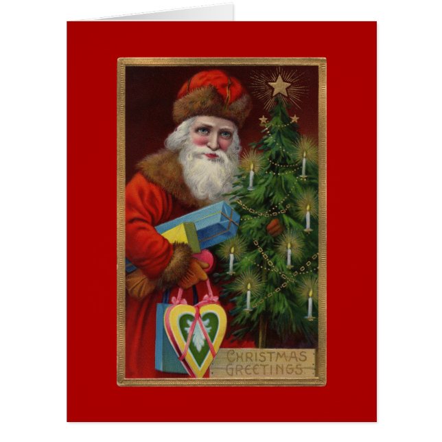 Santa in Red Big Greeting Card (Vorderseite)