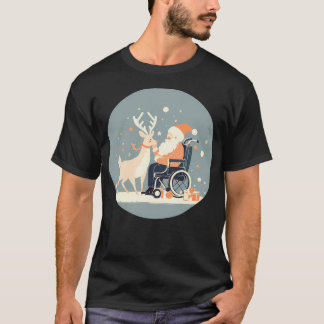 Santa in Rollstuhlpatter Rentier T-Shirt