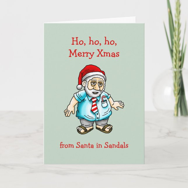 Santa in Sandals Weihnachtskarte Feiertagskarte (Vorderseite)