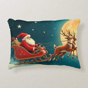 Santa in seinem Schlitten am Heiligen Abend Dekokissen