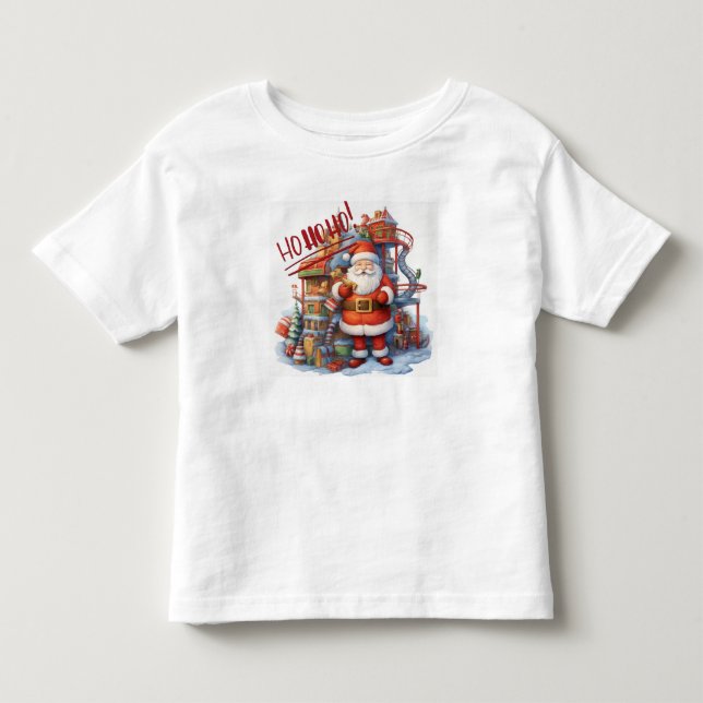 Santa in seiner Spielzeugfabrik Kleinkind T-shirt (Vorderseite)