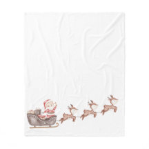 Santa in Sleigh Fleece Blanket