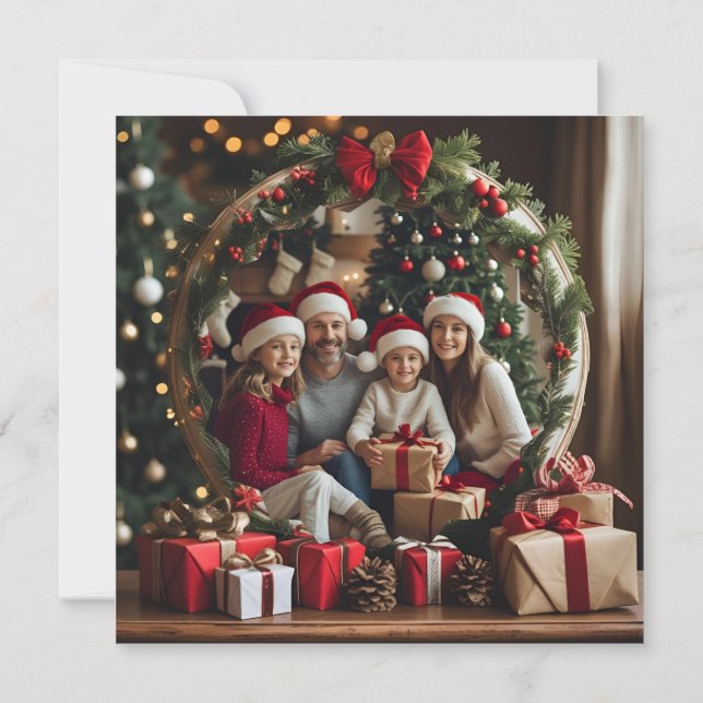 Santa in Sleigh Grußkarte (Rückseite)