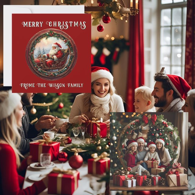 Santa in Sleigh Grußkarte (Von Creator hochgeladen)