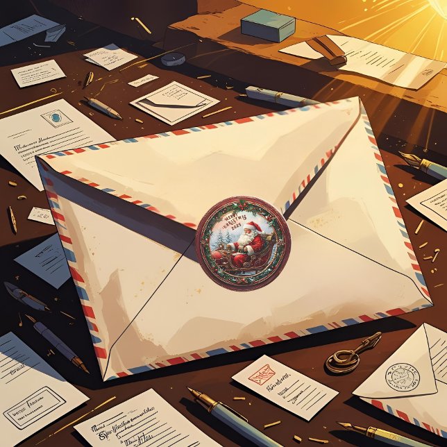 Santa in Sleigh Runder Aufkleber (Von Creator hochgeladen)