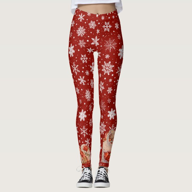Santa in Snow Leggings (Vorderseite)