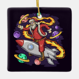 Santa in Space Keramikornament