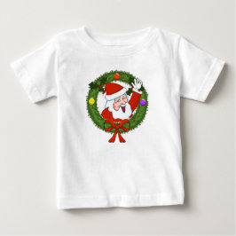 Santa in Wreath Kleinkind Ruffle Kleid Baby T-shirt