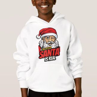 Santa Is Real – Ask Your Mom Pop Art Winking Santa Hoodie