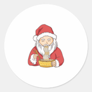 Santa isst Pasta Runder Aufkleber