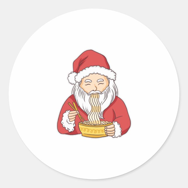 Santa isst Pasta Runder Aufkleber (Vorderseite)