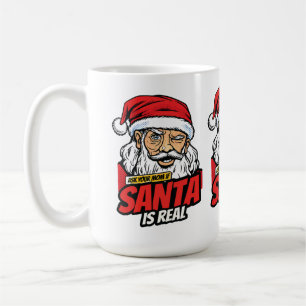 Santa ist echt – Frag Mutti Pop Art zwinkernd Sant Kaffeetasse