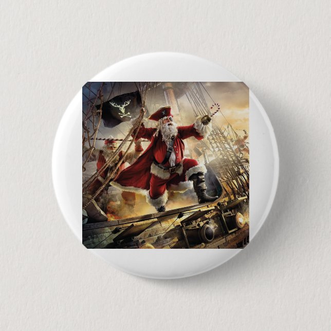Santa ist ein Pirat Button (Vorderseite)