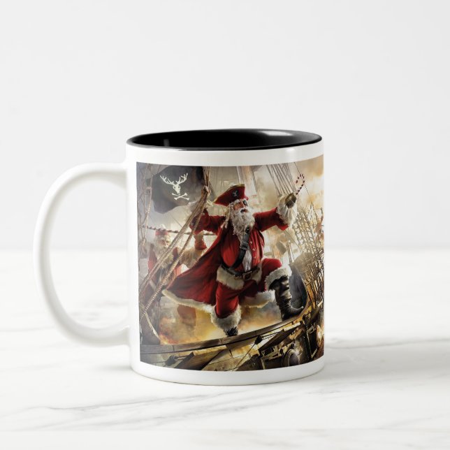 Santa ist ein Pirat Zweifarbige Tasse (Links)