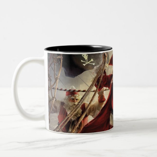 Santa ist ein Pirat Zweifarbige Tasse (Links)