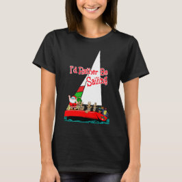 Santa ist ein Segelschiff zu Weihnachten T-Shirt