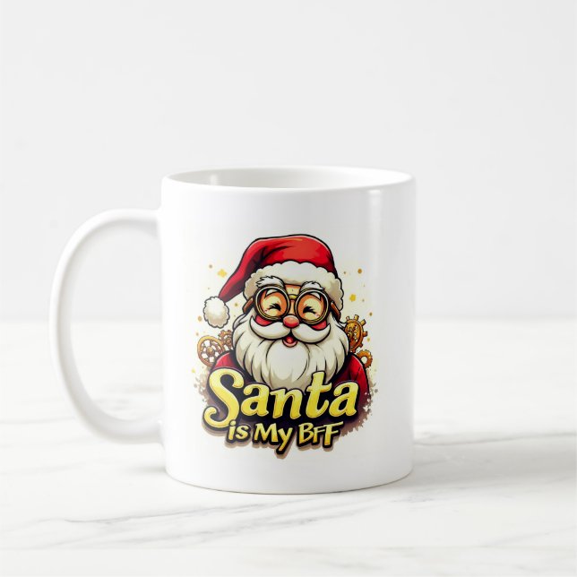 Santa ist mein BFF-Mug – Lustiger Weihnachtskaffee Kaffeetasse (Links)