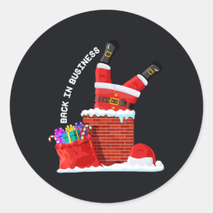 Santa ist wieder im Geschäft — Lustige Weihnachts- Runder Aufkleber