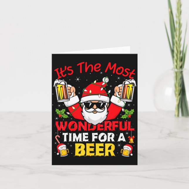 Santa It's The Most Wonderful Time For A Beer Funn Karte (Vorderseite)