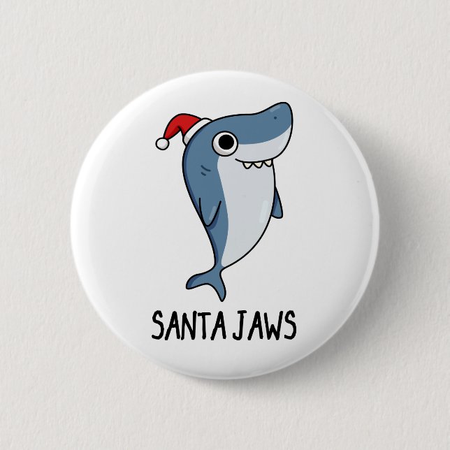 Santa Jaws Funny Shark Christmas Pub Button (Vorderseite)