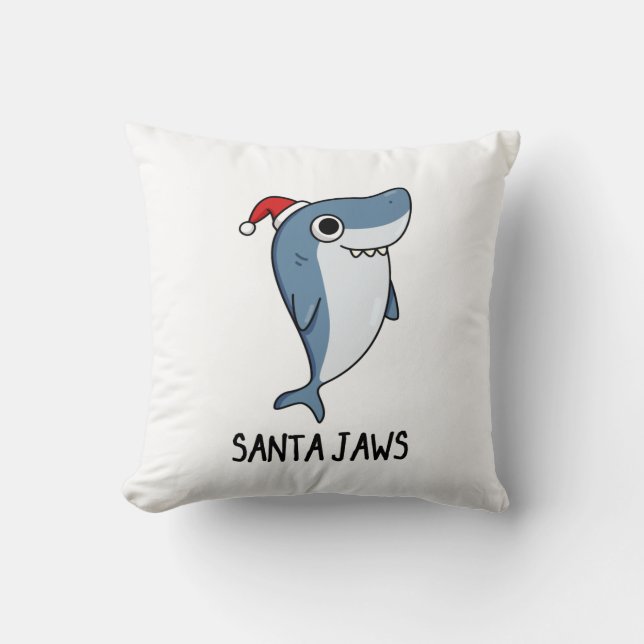 Santa Jaws Funny Shark Christmas Pub Kissen (Vorderseite)