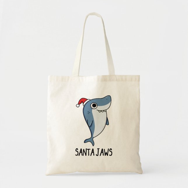 Santa Jaws Funny Shark Christmas Pub Tragetasche (Vorne)