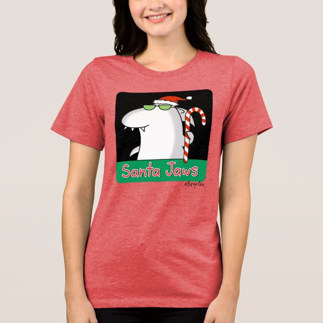 Santa Jaws Tri-Blend Shirt (Vorderseite)