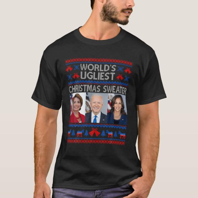 Santa Joe Biden Funny World Ugliest Weihnachts Swe T-Shirt (Vorderseite)