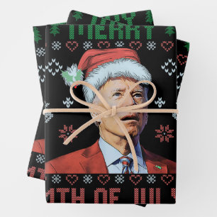 Santa Joe Biden Happy 4. Juli Ugly Weihnachten Geschenkpapier Set