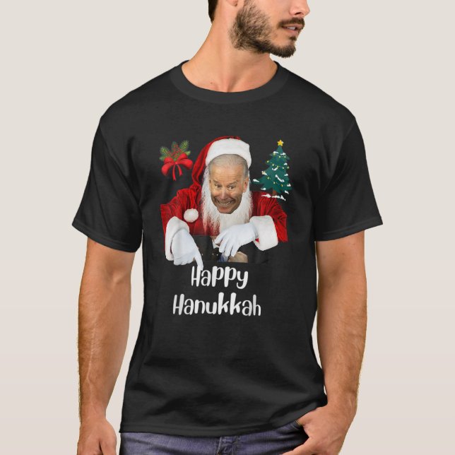 Santa Joe Biden Happy Hanukkah Christmas Funny T-Shirt (Vorderseite)