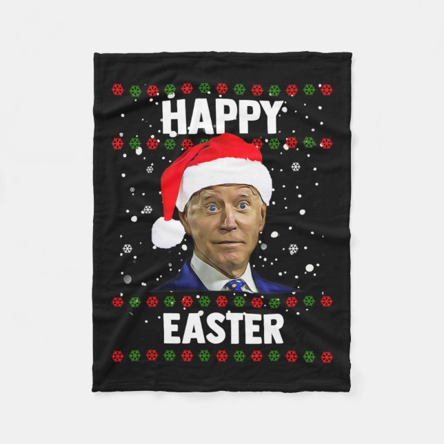 Santa Joe Biden Happy Oaster Ugly Christmas Sweate Fleecedecke (Vorderseite)