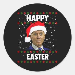 Santa Joe Biden Happy Oaster Ugly Christmas Sweate Runder Aufkleber