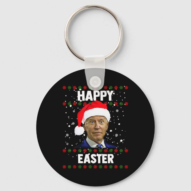 Santa Joe Biden Happy Oaster Ugly Christmas Sweate Schlüsselanhänger (Vorderseite)