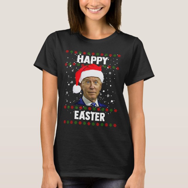 Santa Joe Biden Happy Oaster Ugly Christmas Sweate T-Shirt (Vorderseite)