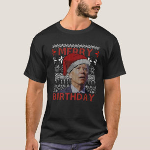Santa Joe Biden Merry Birthday Konfuse Funny Ugly T-Shirt