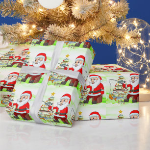 Santa Joins Fishing Fans zu Weihnachten Chef! Geschenkpapier