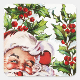 Santa jolly Heilige Mistletoe Vintag Quadratischer Aufkleber